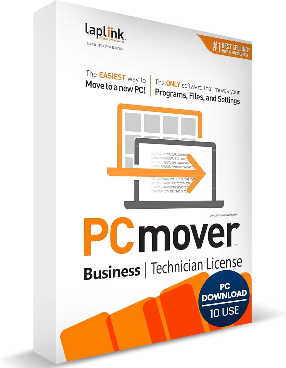 Laplink PCmover Business Technician - Software de migración de PC a PC - Tarifa de licencia inicial - Facturación mensual por uso - £ 21,95 / licencia - Licencia de 10 usos