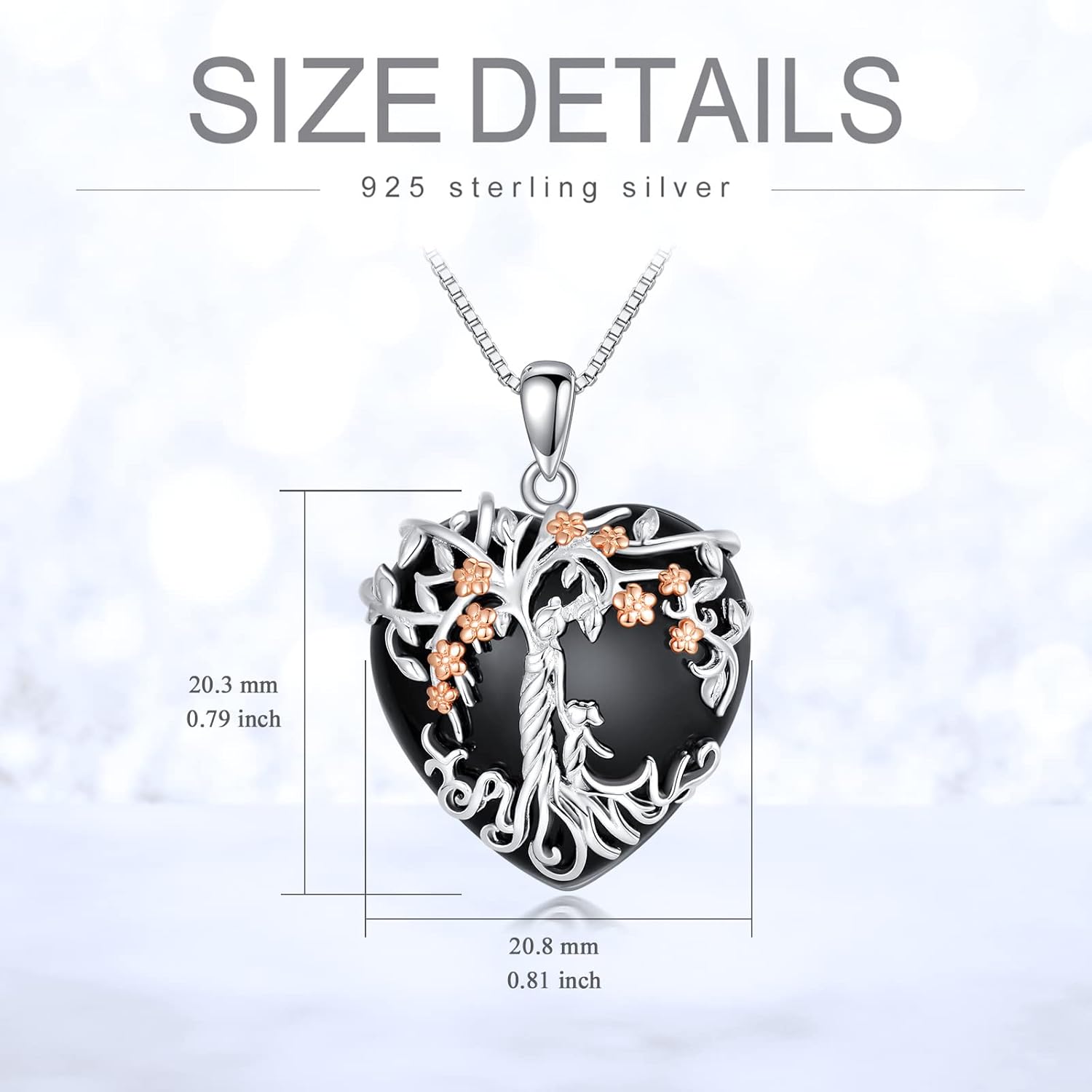 PELOVNY Mother and Daughter Necklace 925 Sterling Silver Tree of Life Obsidian Pendant Necklace for Women Birthday Mothers Day Jewelry Gifts for Mom Daughter - Image 5