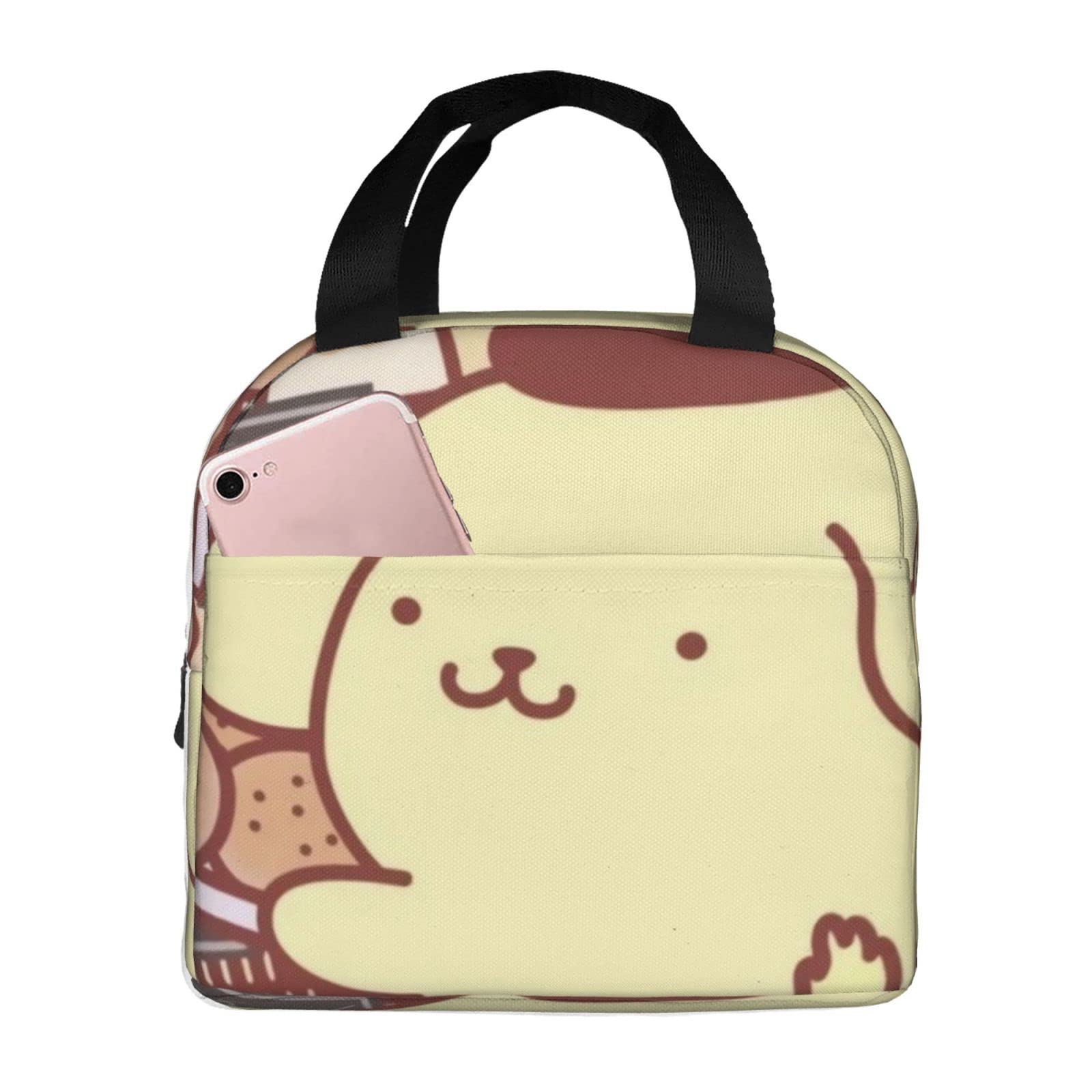 Amazon | ポムポムプリン 保冷 がま口 ランチバッグ ブラック お