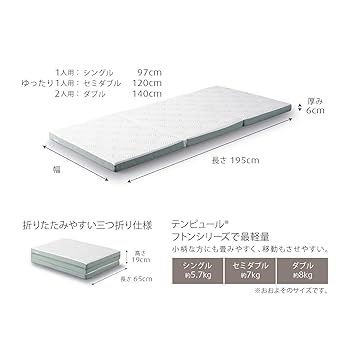 テンピュール(Tempur) 折りたたみマットレス 厚み6cm シングル 楽天市場】【公式限定】テンピュール 折りたたみマットレス