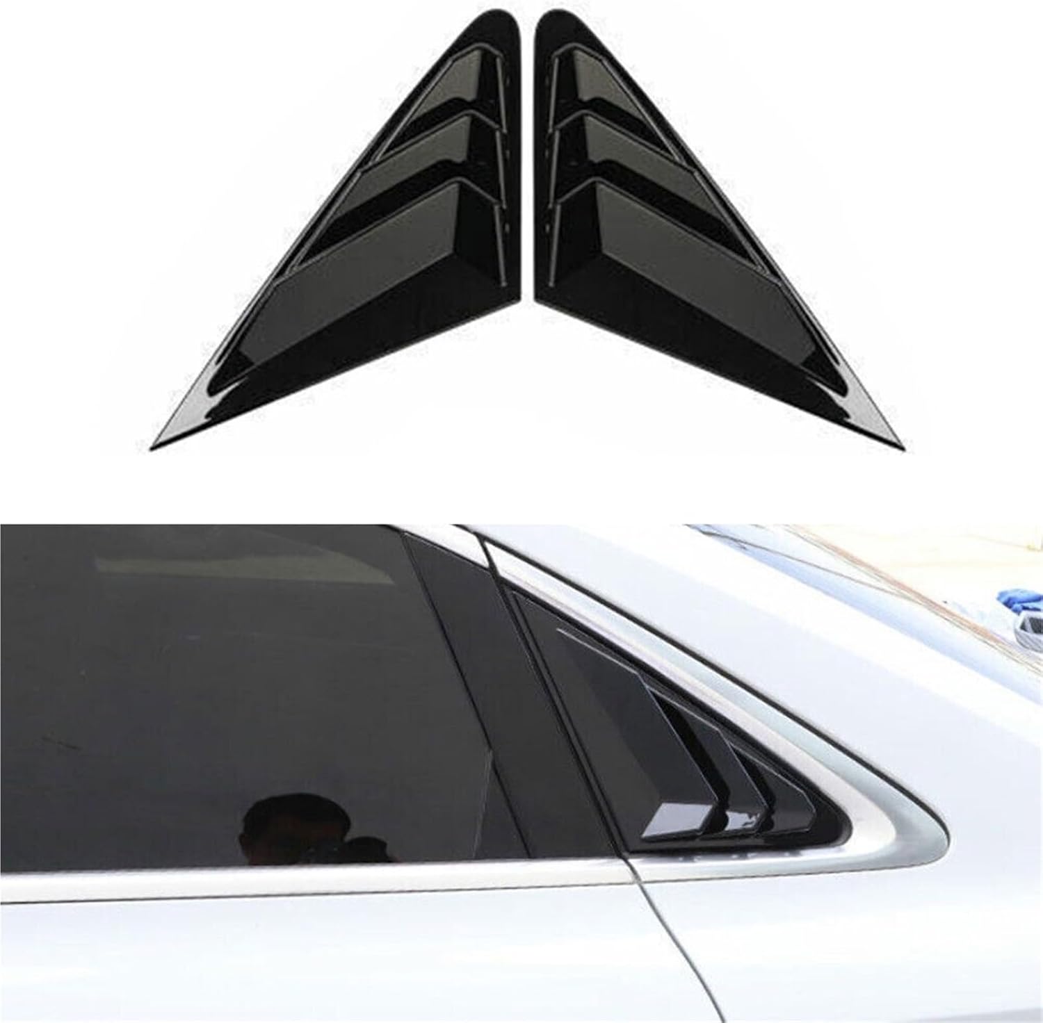 Compatible for Audi A3 Sedan 2014-2020 Car Rear Louver Window Side Shutter Cover Trim Sticker Vent Scoop ABS Carbon Fiber Auto Accessories(Black)