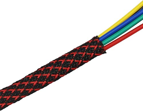 Miniatura 2 de Funda de cable de alambre expandible PET de 30 pies (16 ", rojo y negro)