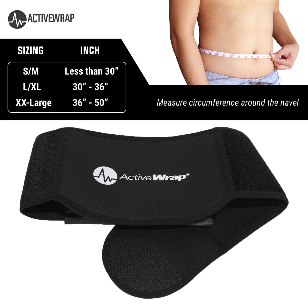 AW ACTIVEWRAP Ice Pack for Lower Back Pain Support - with Reusa