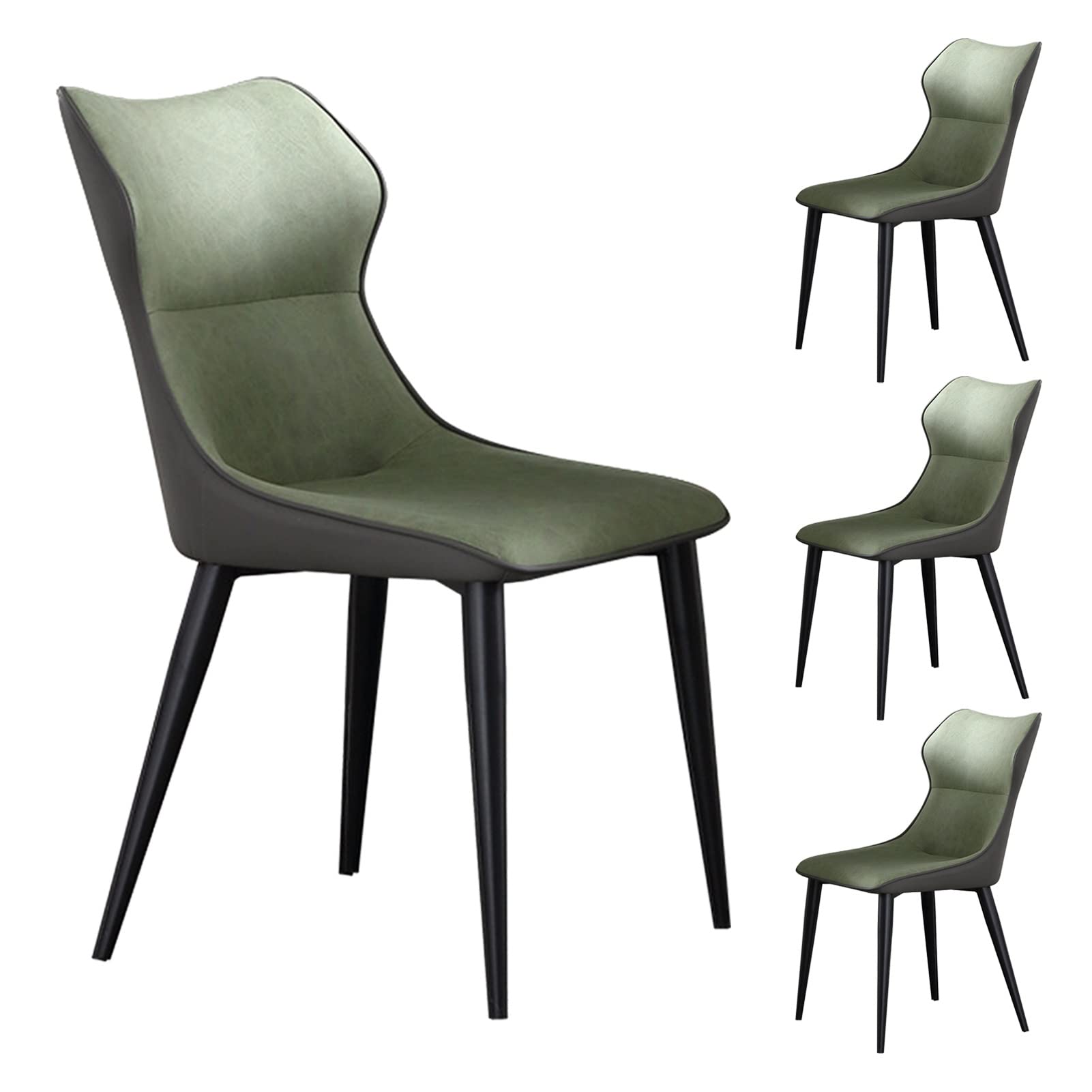 SJIALEN Dining Chairs Set of 4, Technology Cloth Upholstered Side Chair Carbon Steel Backrest Chair Hotel Balcony Leisure Chairs Kitchen Chair (Color : Dark Green, Size : 47x47x84cm)