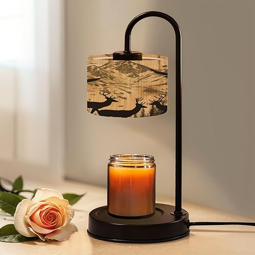 Miniatura 24 de Lámpara calentadora de velas con temporizador y atenuador, retro de los años 70, líneas onduladas abstractas psicodélicas, rosa, naranja, beige,