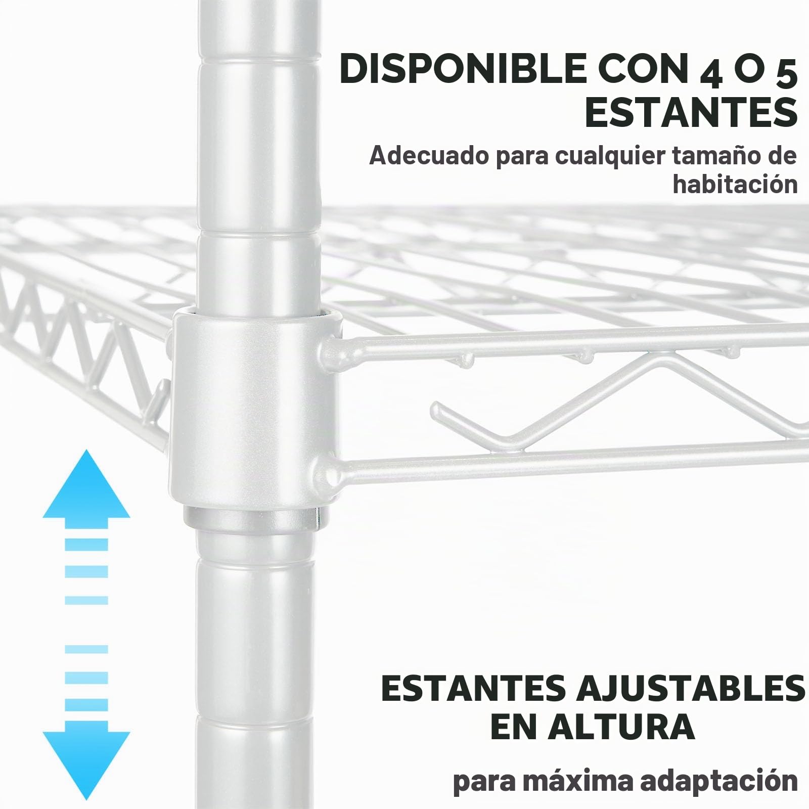Floordirekt Rocky - Estantería de Rejilla (Metal, Capacidad de Carga Aprox. 50 kg por Suelo, Sistema de Almacenamiento Multifuncional (90 x 45 x 200 cm), Color Blanco