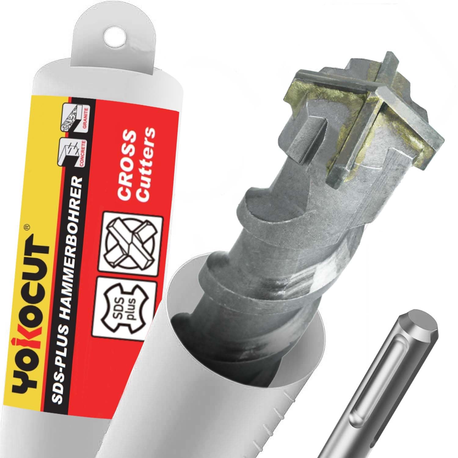 SDS Plus Bohrer 20x260 mm, Hammerbohrer 4X Schneiden, Steinbohrer Stahlbeton Mauerwerk Ziegel Kalksandstein, Betonbohrer, Ideal zum Bohren in Stein, Beton, Naturstein, Ziegelmauer