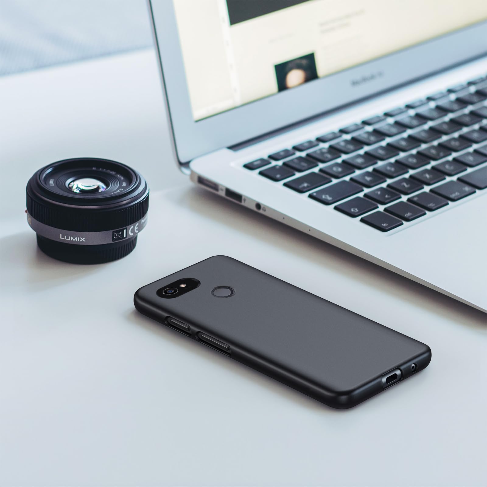 Dioxide Compatible for Google Pixel 2 XL Phone Case with Screen Protector, Soft TPU Silicone Case Shockproof Non-Slip Camera Protective Case Slim Cover for Google Pixel 2 XL Phone Case, Black