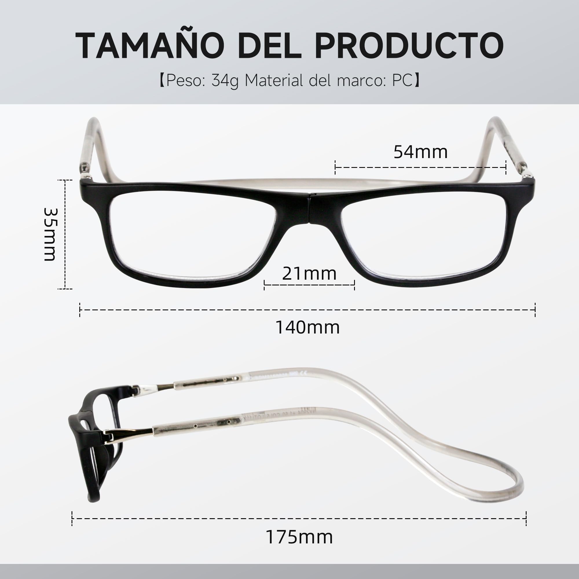NEW VISION Gafas Presbicia Hombre, Gafas de Presbicia Cierre Imán, Longitud Ajustable, Gafas De Lectura para Hombre y Mujer, NV2904