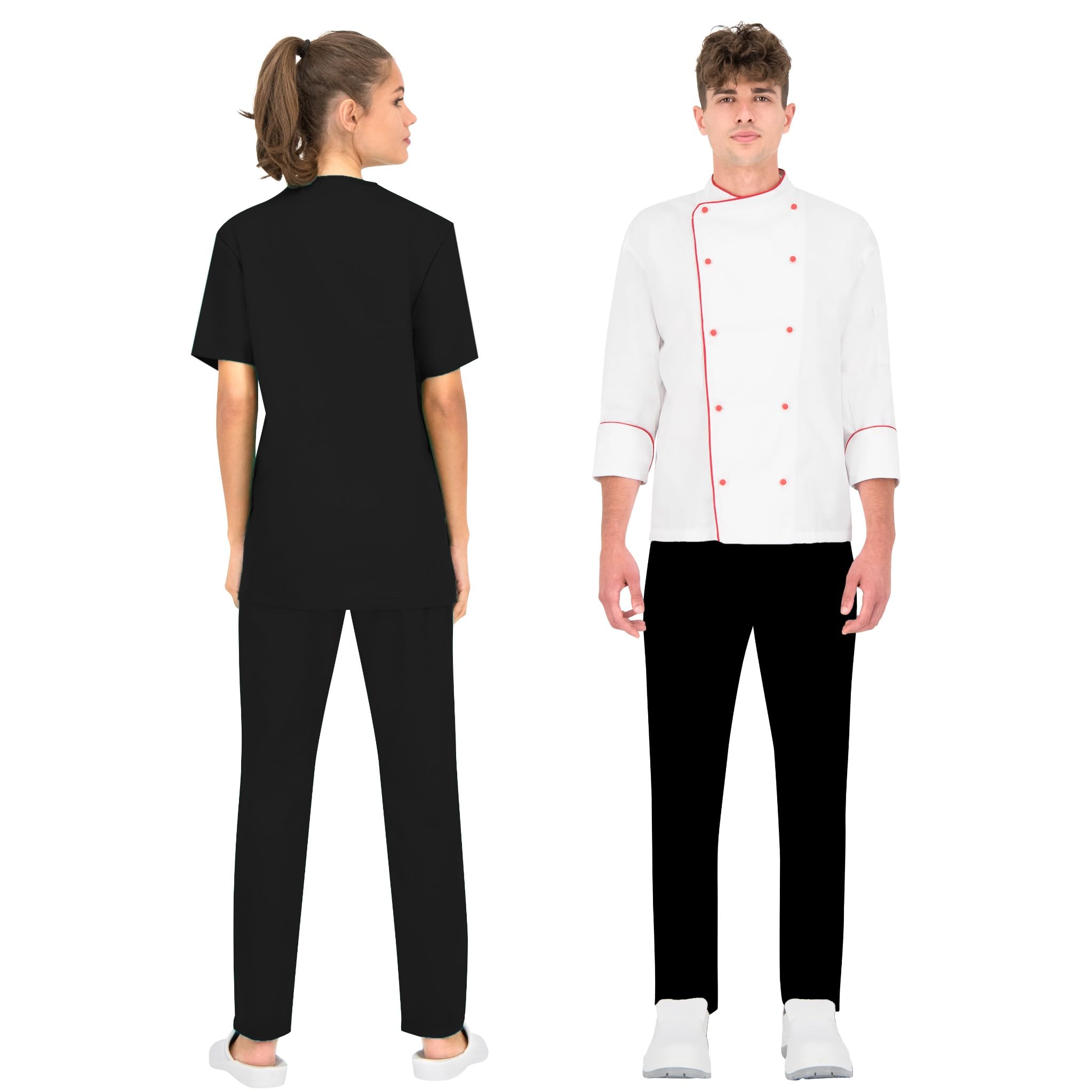 PALLTEX Carlo Pantalones de Cocinero Unisex, Pantalones de Cocinero, Pantalones de Panadero EN 13688 con Cintura elástica con cordón