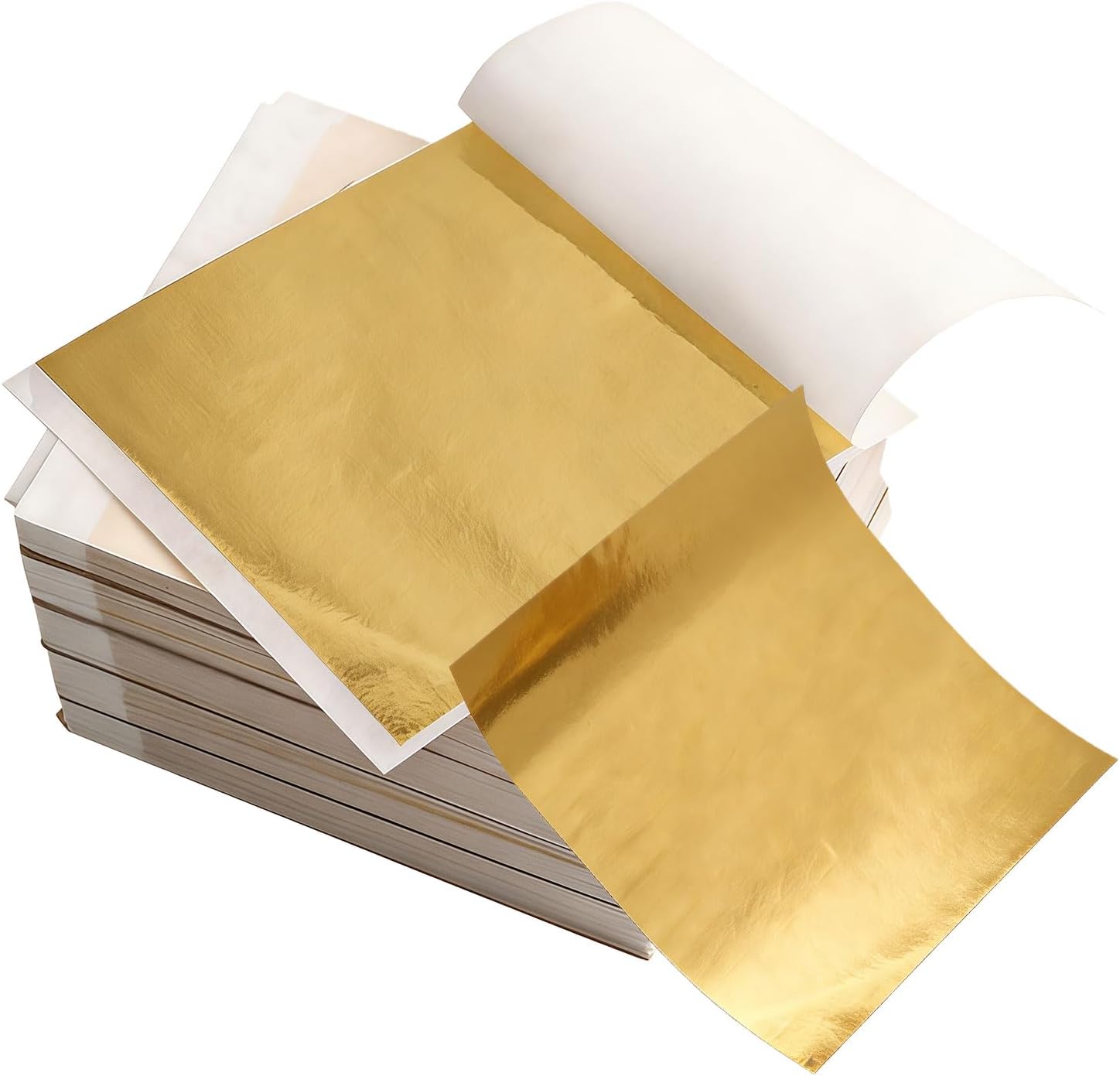 50 Pcs Gold Leaf Sheets, 8 x 8.5 cm Gold Leaf, Gilding Flakes for Crafts, Resin Art, and DIY Projects,Furniture,Canvas, Decorating