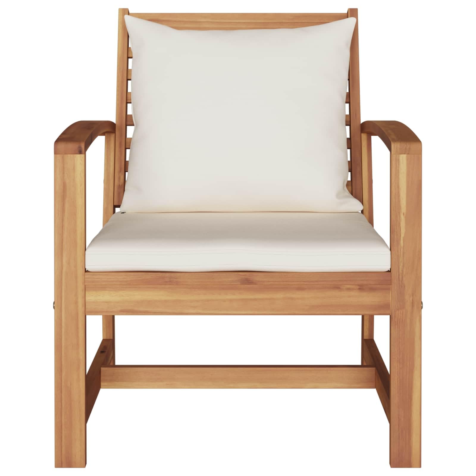 2 sedie marrone e crema, 65 x 60 x 76,5 cm, in legno massello teak, set di mobili da giardino con forma rettangolare e tocco rustico per terrazza ed esterni, design resistente alle intemperie