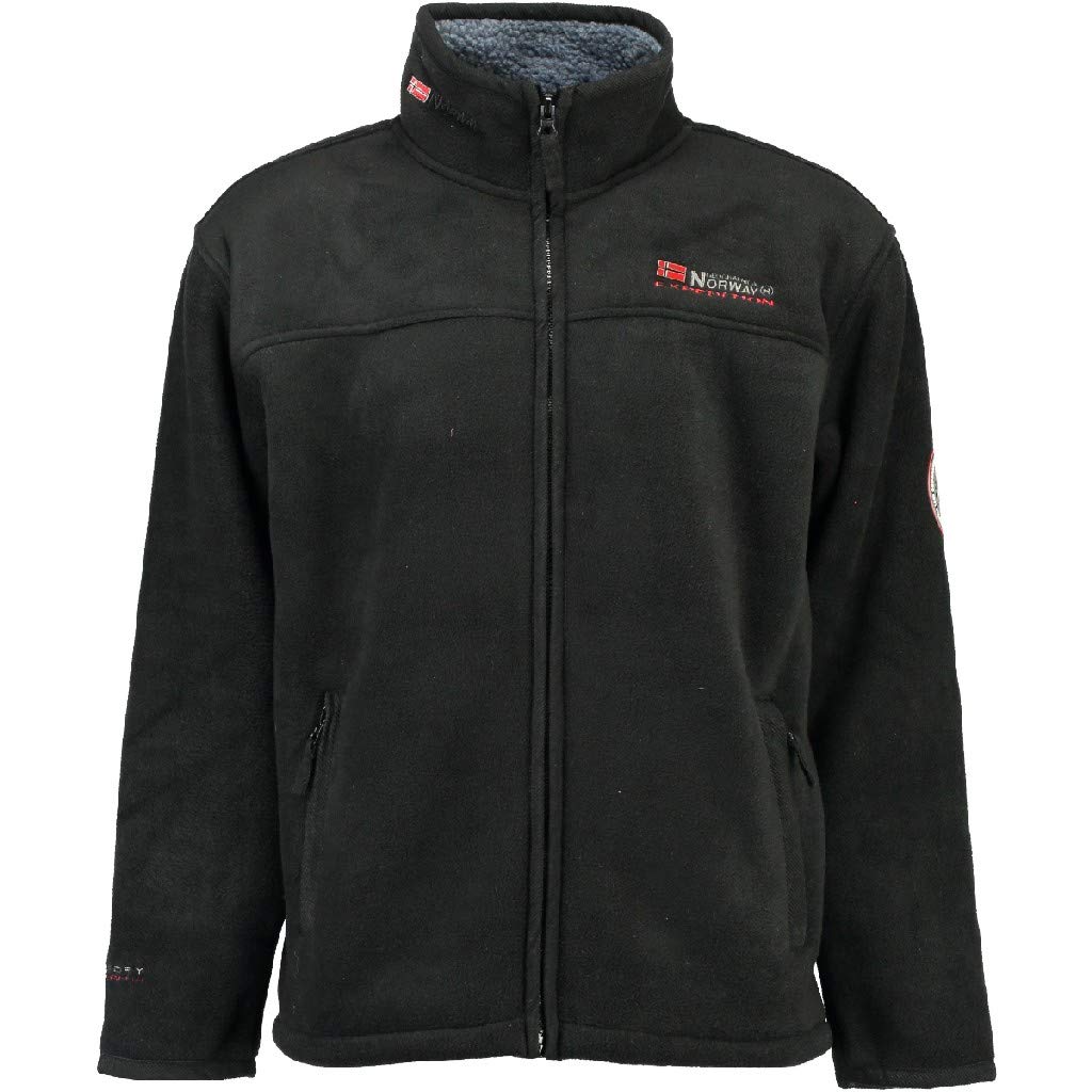 Geographical Norway Usine Brandiing Men's Fleece Jacket Warm Teddy Fur Lining Size S-XXL, black, L