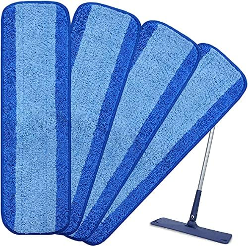ANBOO 4 Pack Microfiber Cleaning Pads Compatible with Bona Spray Mop, Mop Heads Replacement Refills, Machine Washable & Reusable Mop Refills Cleaning Pads