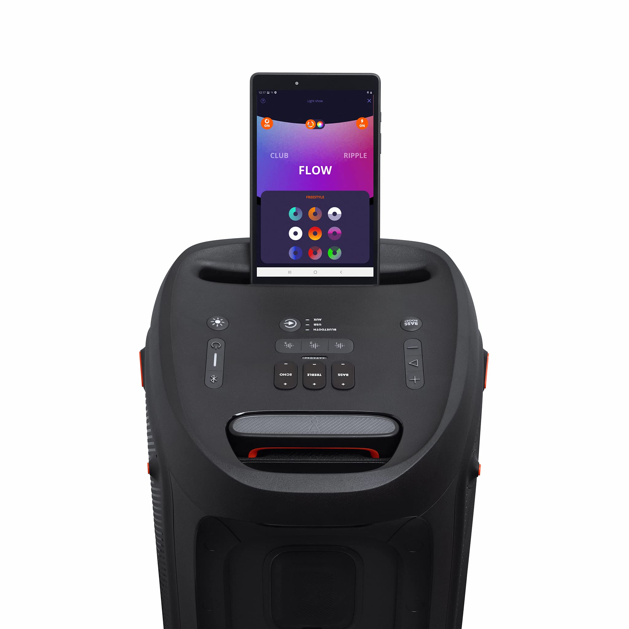 JBL PartyBox 310MC, Speaker Portatile per Feste, con Effetti di Luci, Microfono Cablato JBL, Design IPX4 Resistente agli Schizzi, 18 Ore di Riproduzione, Nero