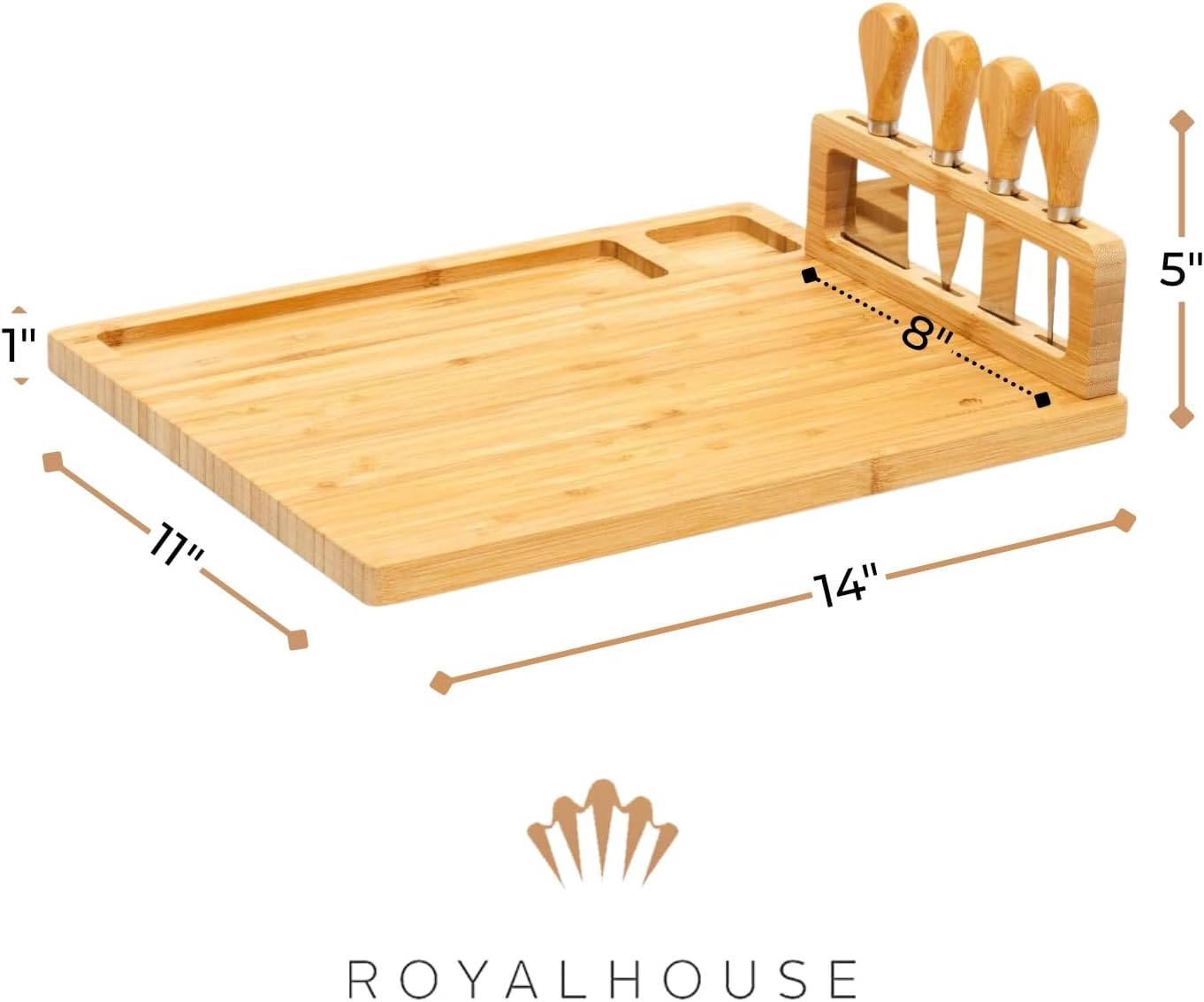 RoyalHouse Personalized Charcuterie Board, Custom Bamboo Engraved Cheese Board, Customized Gifts, Bridal Shower Gifts, Perfect for Personalized Wedding and Christmas Gift