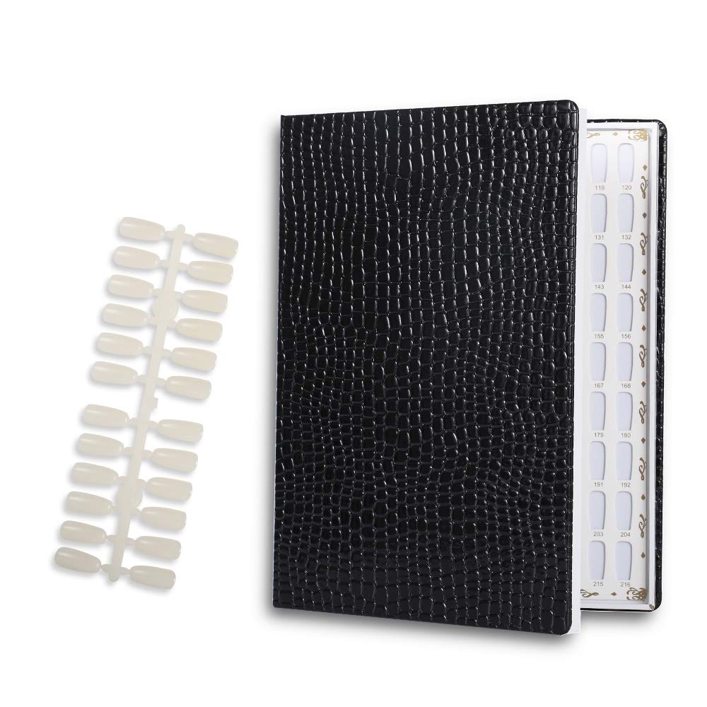 NMKL 160 Nail Color Display Book for DIY Nail Polish UV Gel Color Card Nail Salon Tools with False Nail Tips (Black)