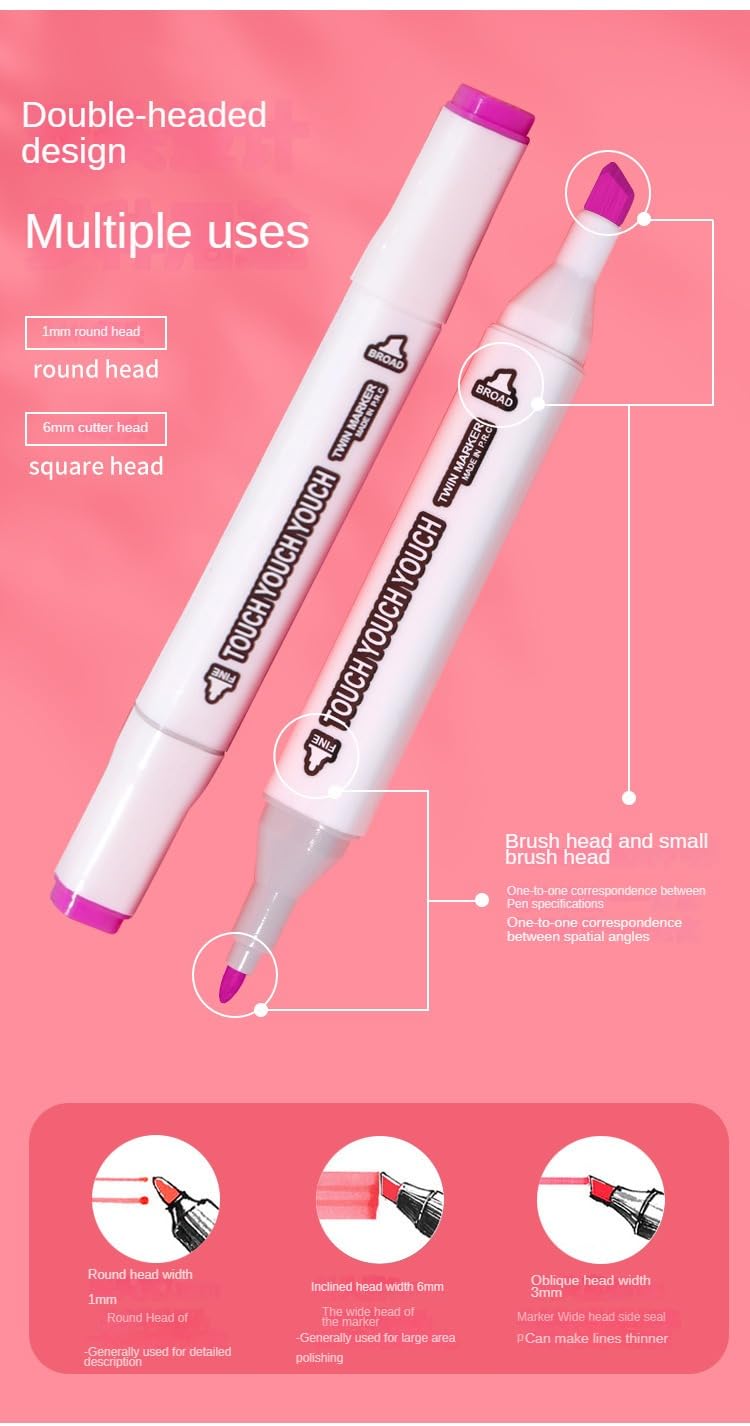 80 Colour Alcohol Markers, Advanced Dual Tip Design für Erwachsene und Kinder Malen, Skizzieren, Schreiben (80Farben)