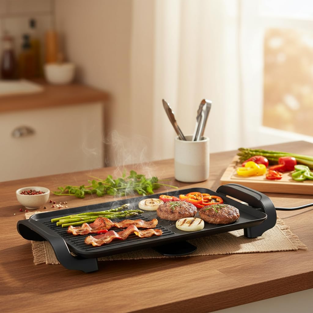 Parrilla Eléctrica con Grill y Plancha, Doble Función, 2200W, Plancha para Asar electrica, Don Feliz