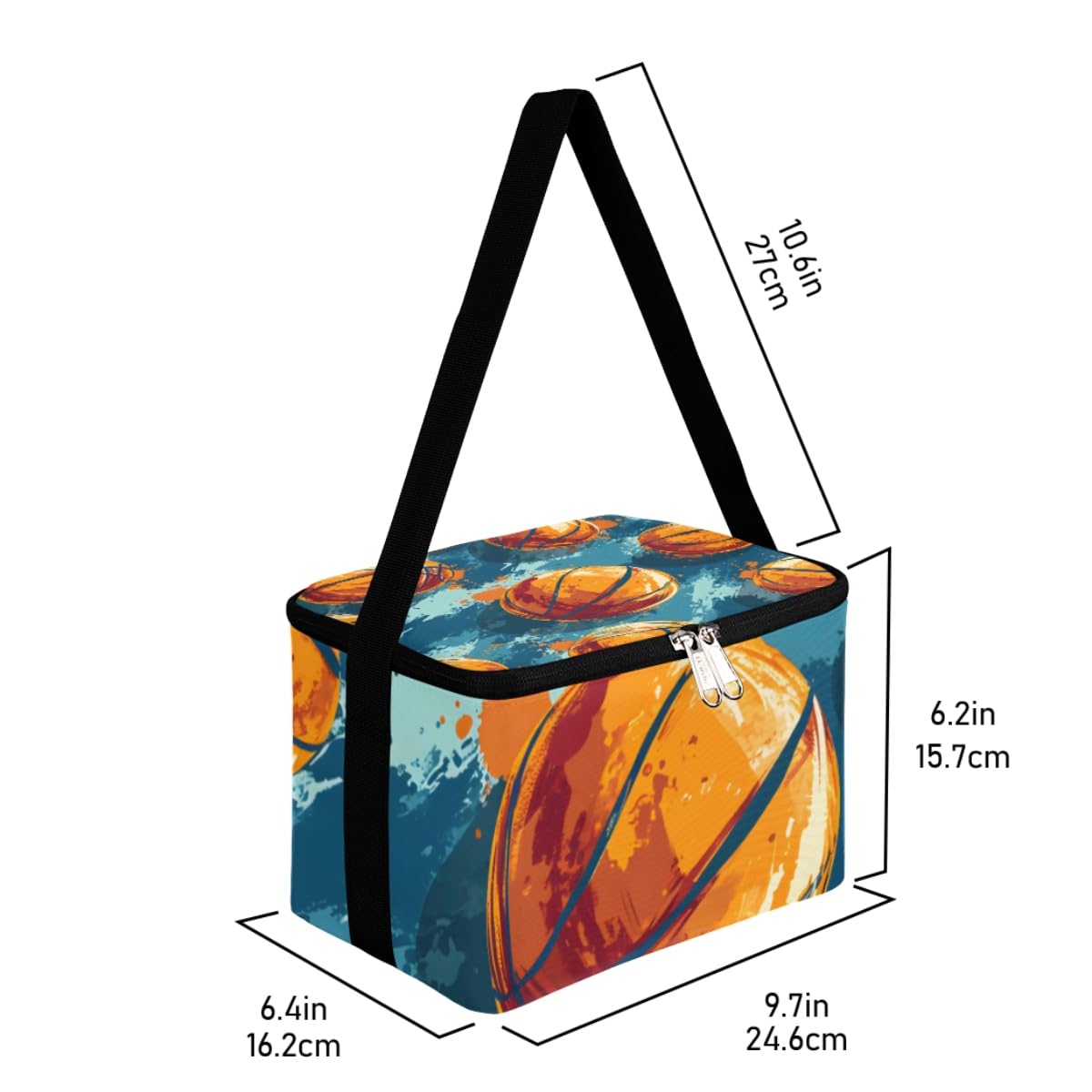 GzLeyigou Lunch Bags for Women Men 9 Cans,Basketball Balls Hot & Cold Food Delivery Bag Insulated Grocery Bag Insulated Lunch Box Cooler Bag for Office Work Picnic Beach