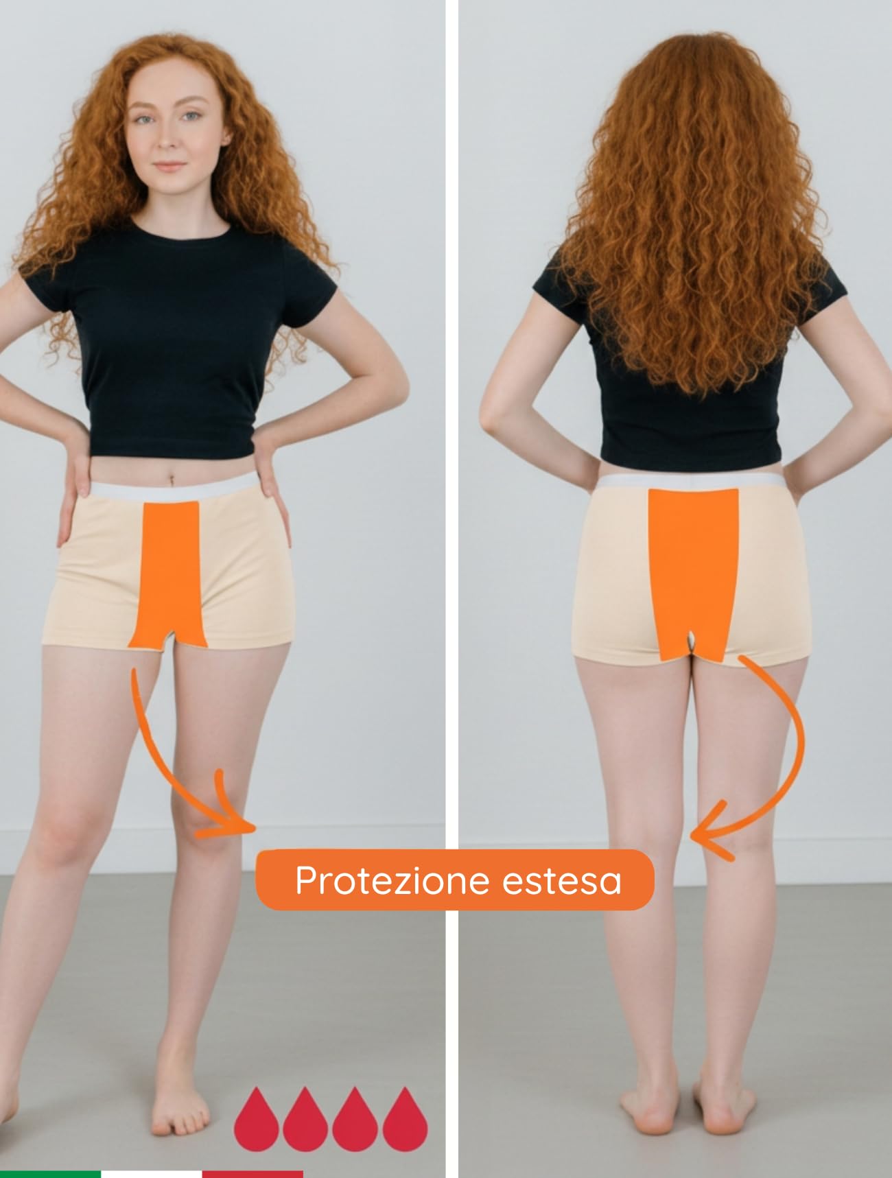 NoBlood - 3 Boxer Ciclo Beige Flusso Abbondante Cotone XXS-6XL | Ideale per la notte o lo sport. Flusso molto abbondante: questo boxer mestruale è il più assorbente della nostra collezione!