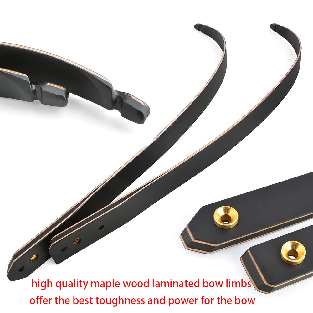 AMEYXGS Tiro con l'arco Archi ricurvi 60" Takedown Arco ricurvo 25-60LBS Archi tradizionali Set di arco da caccia e frecce Arco lungo per tiro al bersaglio all'aperto (25Lbs, Archi)