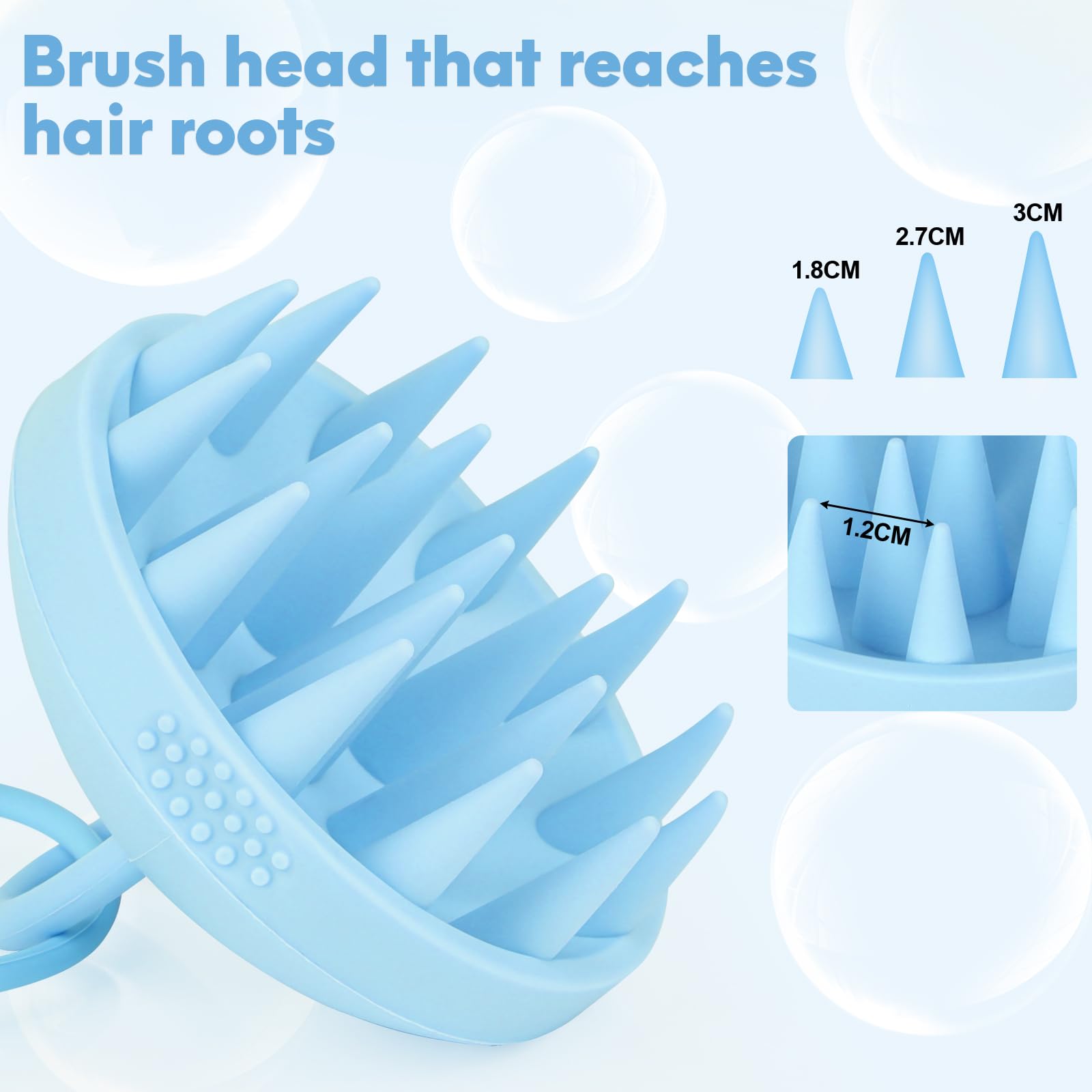 Alyvisun Scalp Massager Szczotka do szamponu, miękka silikonowa szczotka | Relaks i czystość głowy | Peeling do skóry głowy - Niebieski