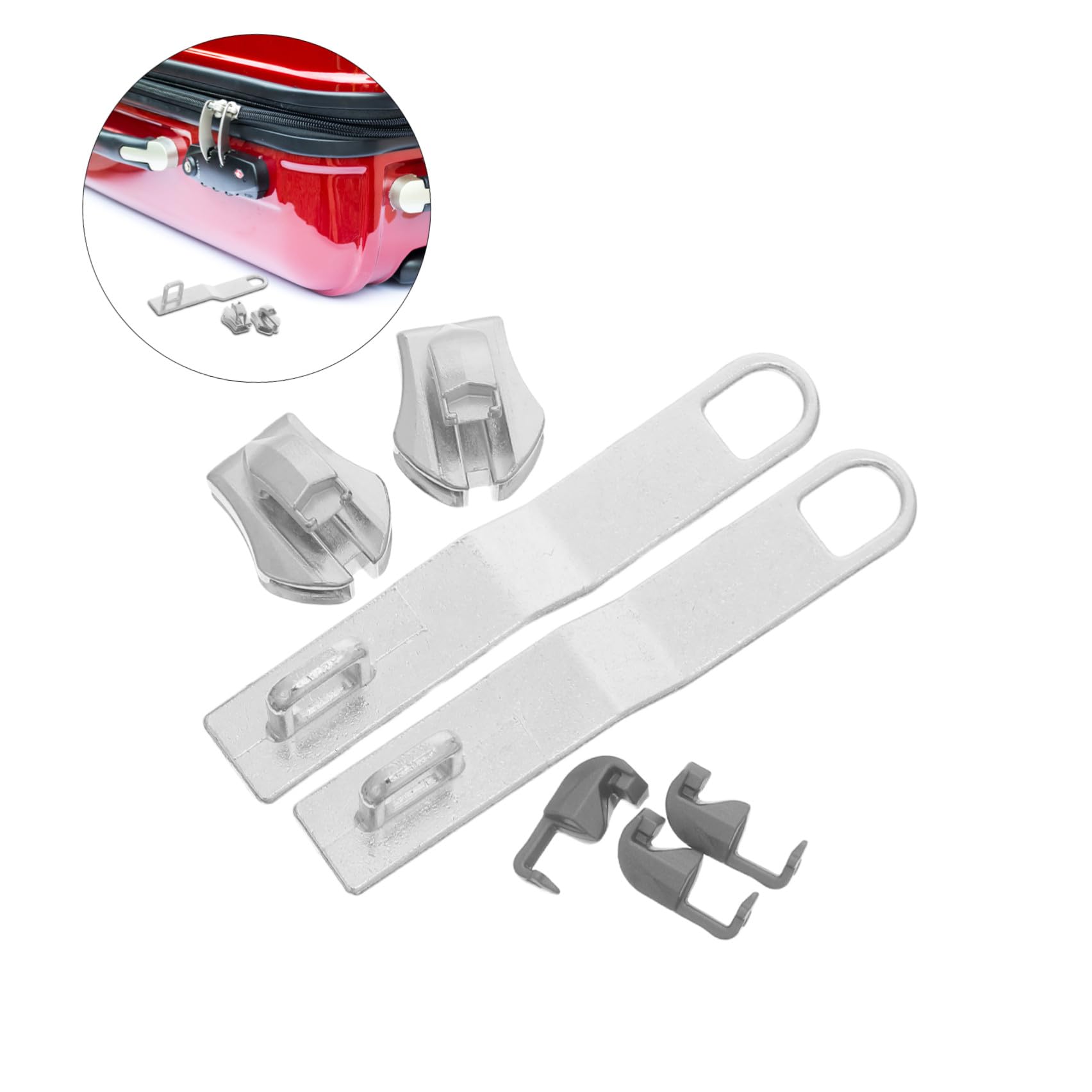 Baluue 2 Set Blocco per Valigia in Lega di Zinco Argento 6x1,1x0,8 Cm per Cerniera per Valigie, e Resistente per Viaggi Internazionali