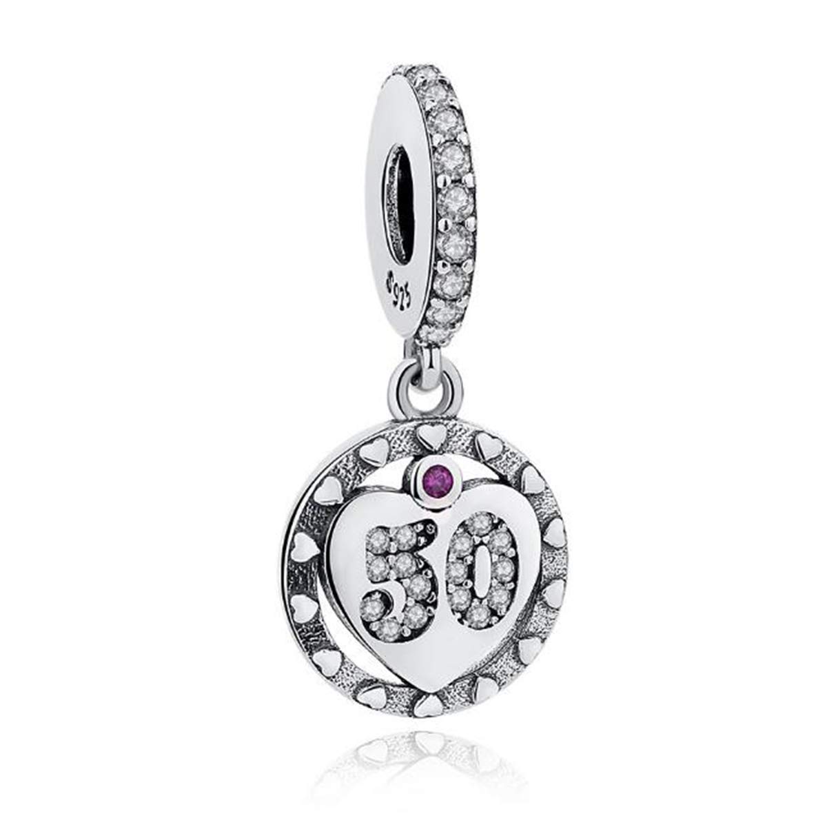 LLXYWJ Abalorio de Huella de Amor de Plata de Ley 925, Cuenta Colgante de corazón, Aniversario Familiar, Navidad, cumpleaños para Pulsera (Oro Rosa)
