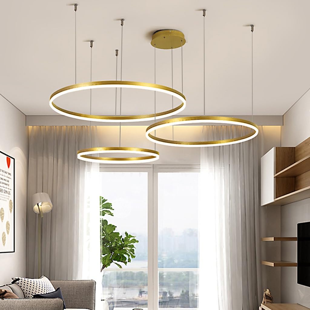 Éclairage de salon ajustable lustre LED or télécommandé pour éliminer les zones d'ombre
