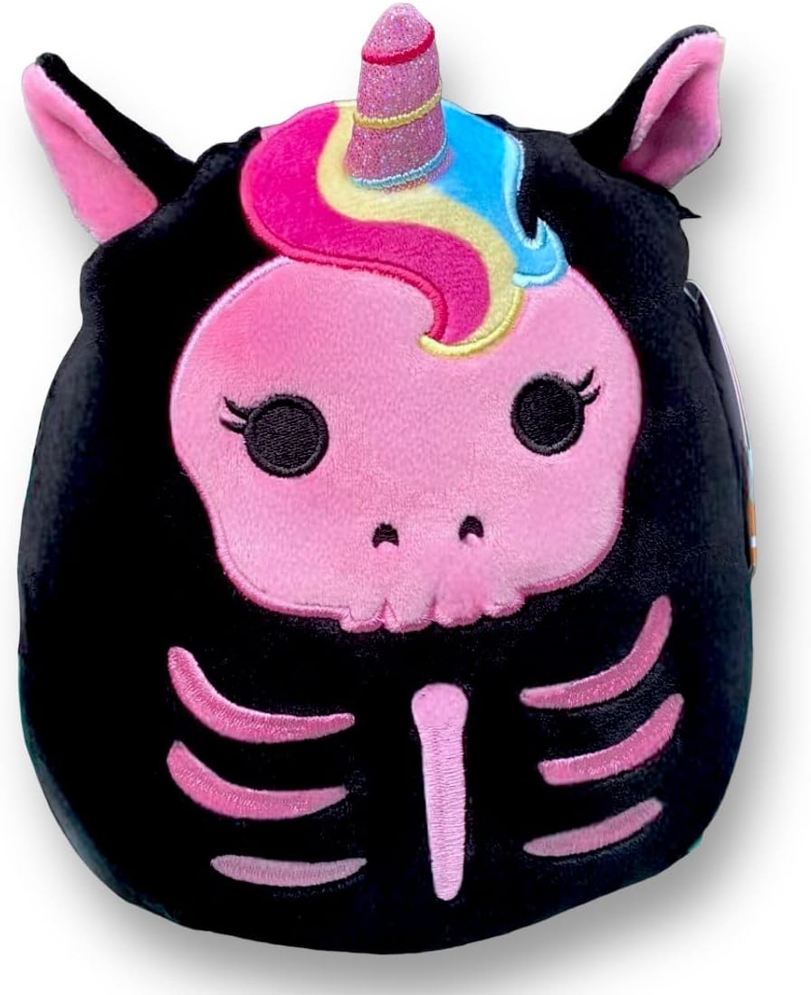 Squishmallows Official Kellytoy Halloween Squishy Soft Plush Toy Animals (Sketlana Unicorn Skeleton, 7 Inch)