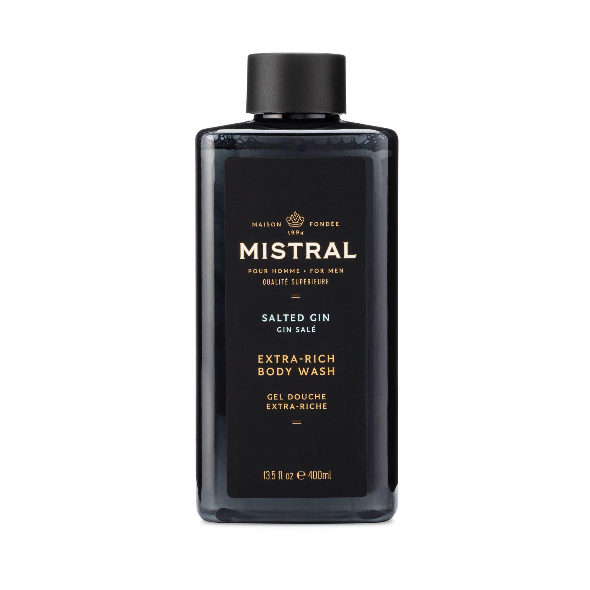 Mistral Salted Gin Men's Body Wash & Shampoo for Men, 13.5 oz | 2-in-1 Natural Shower Gel, SLS, Paraben & Phthalate Free, Natural Men's Body Wash,