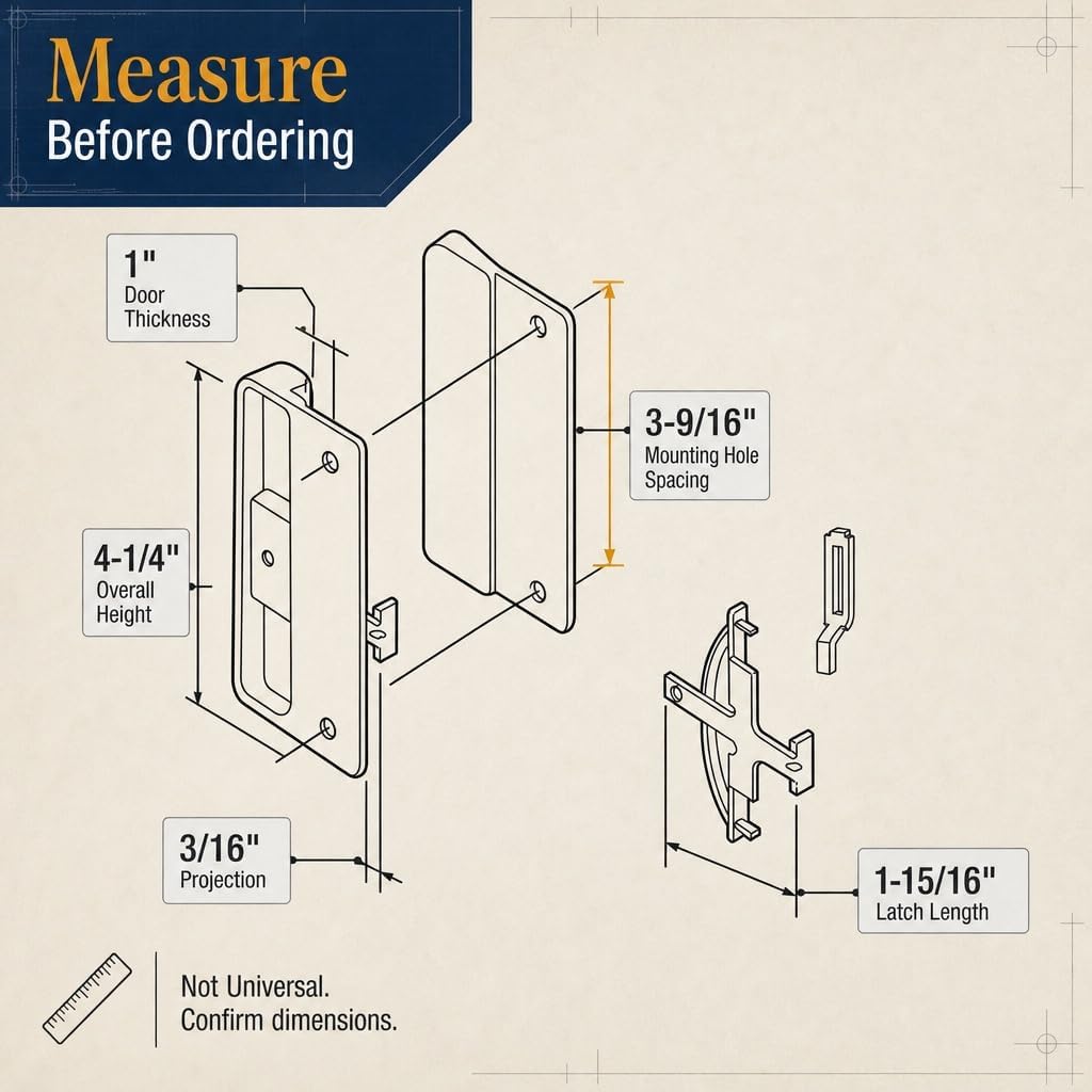 Prime-Line A 151 Black Plastic, Screen Door Latch and Pull Mortise Style (Single Pack)