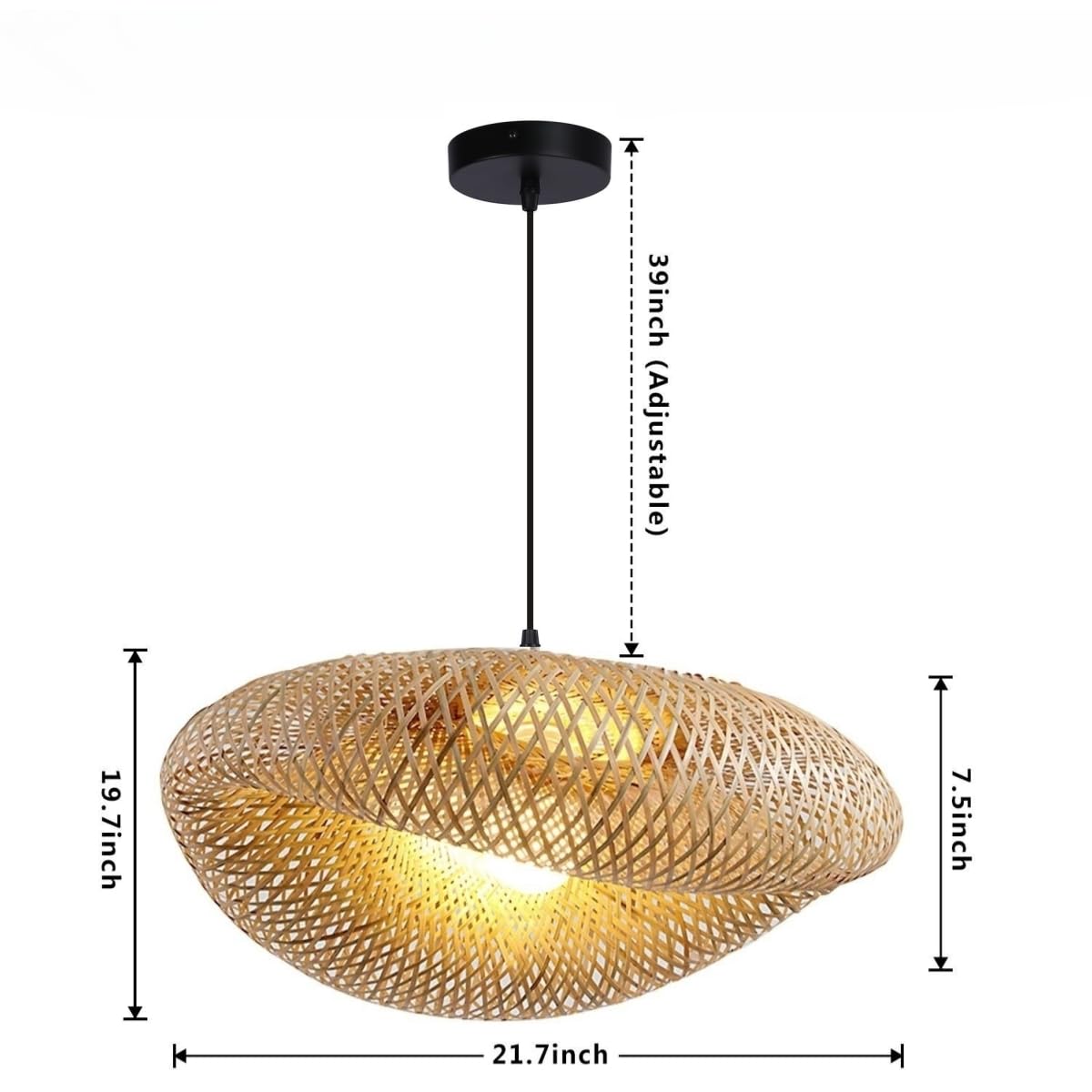 Farmhouse Rattan Pendant Light Fxtures for Living Room，22'' Bird