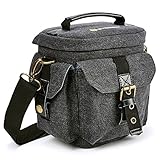 Evecase Compact DSLR / SLR Micro four Thirds Digital Camera Holster Carrying Bag Case - Gray Small Canvas