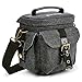 Camera Bag Evecase Compact DSLR / SLR Digital Camera Holster Carrying Case - Gray Small Canvas For Compact System, Micro 4/3, Mirrorless, High Power Zoom Camera, Instant Camera