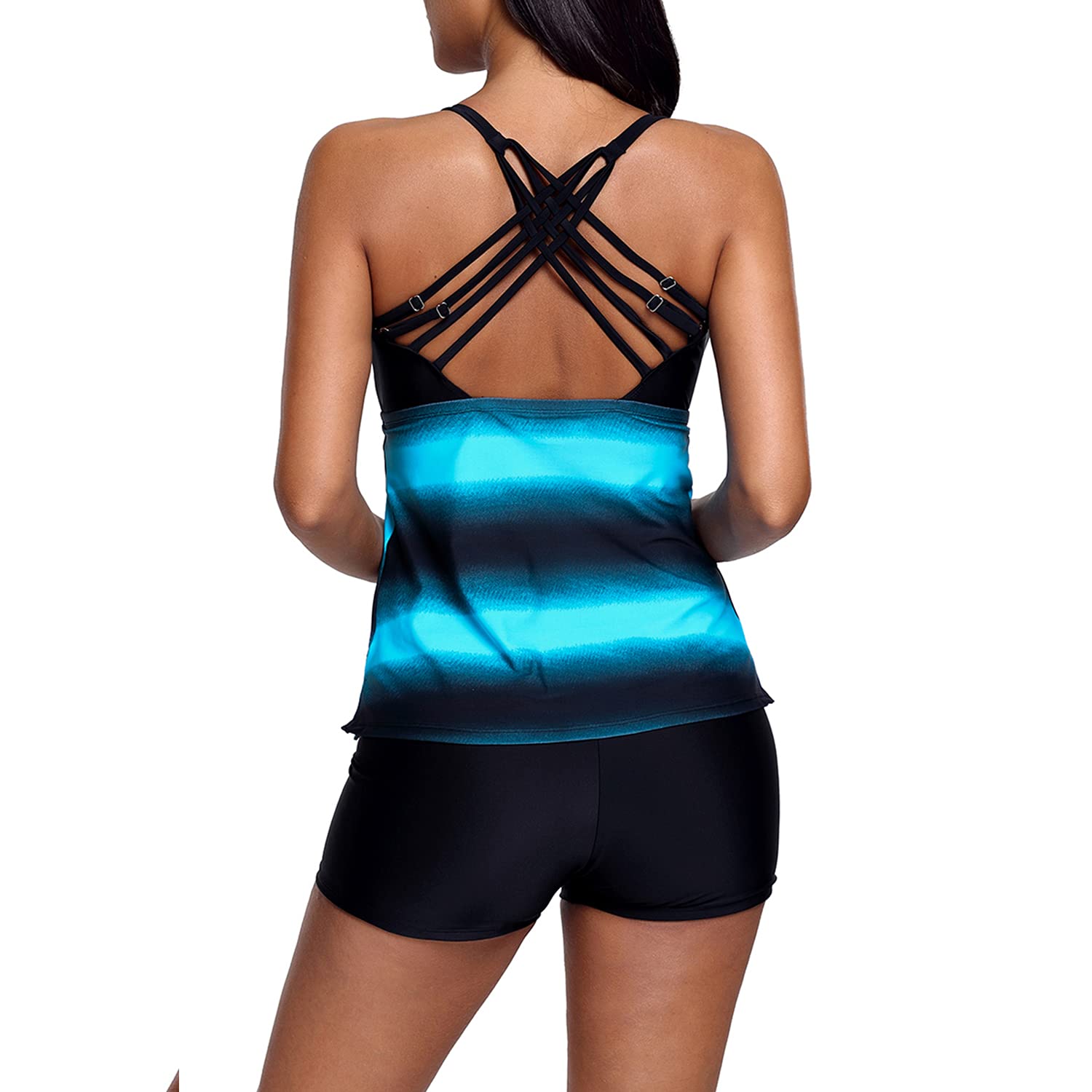 Tankini para Mujer Conjuntos de Traje de baño Talla Grande Traje de baño de Cintura Alta con Cuello Halter Floral