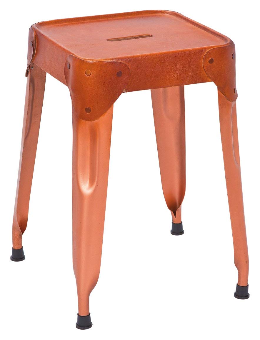 Inter Link - Juego de 4 taburetes - Metal Cobre - Asiento Cuero - Reema