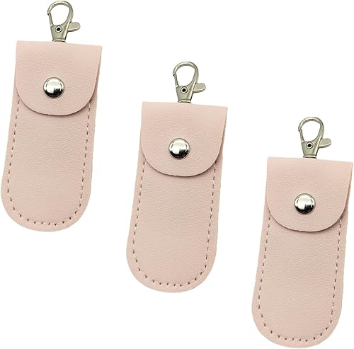 Funda de almacenamiento USB de 3 unidades, color rosa, funda de piel con memoria USB, protege tu unidad flash USB con un aspecto rosa femenino.