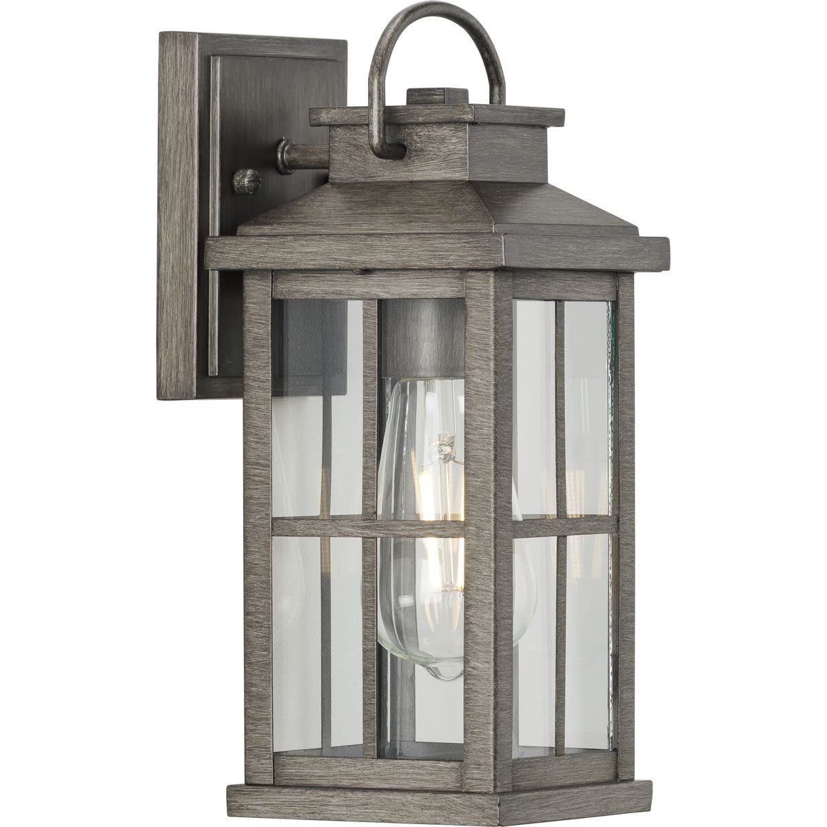 Progress Lighting Williamston Collection 1-Light Clear Glass Antique Pewter Farmhouse Outdoor Small Wall Lantern Light, Gray, 12.00x5.00x6.00