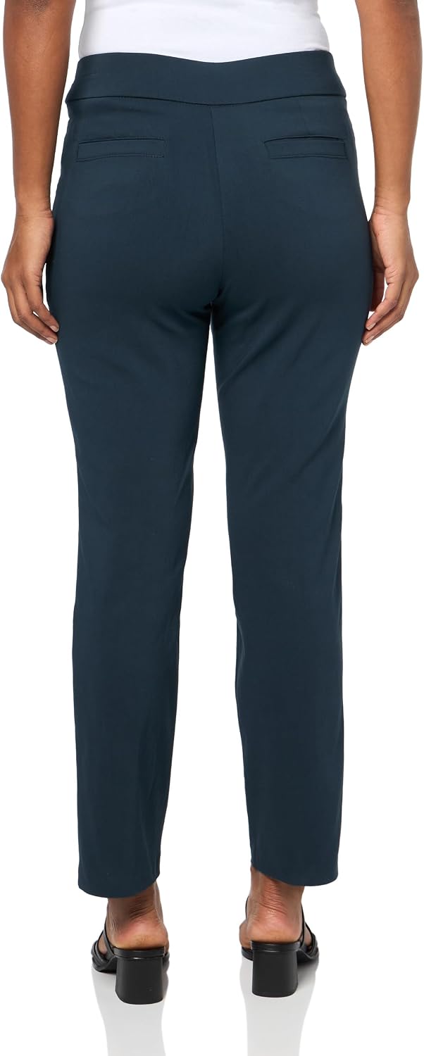 Briggs New York Women’s Pull On Dress Pants 4 Pockets Straight Leg Stretchy Office Casual Work Slacks