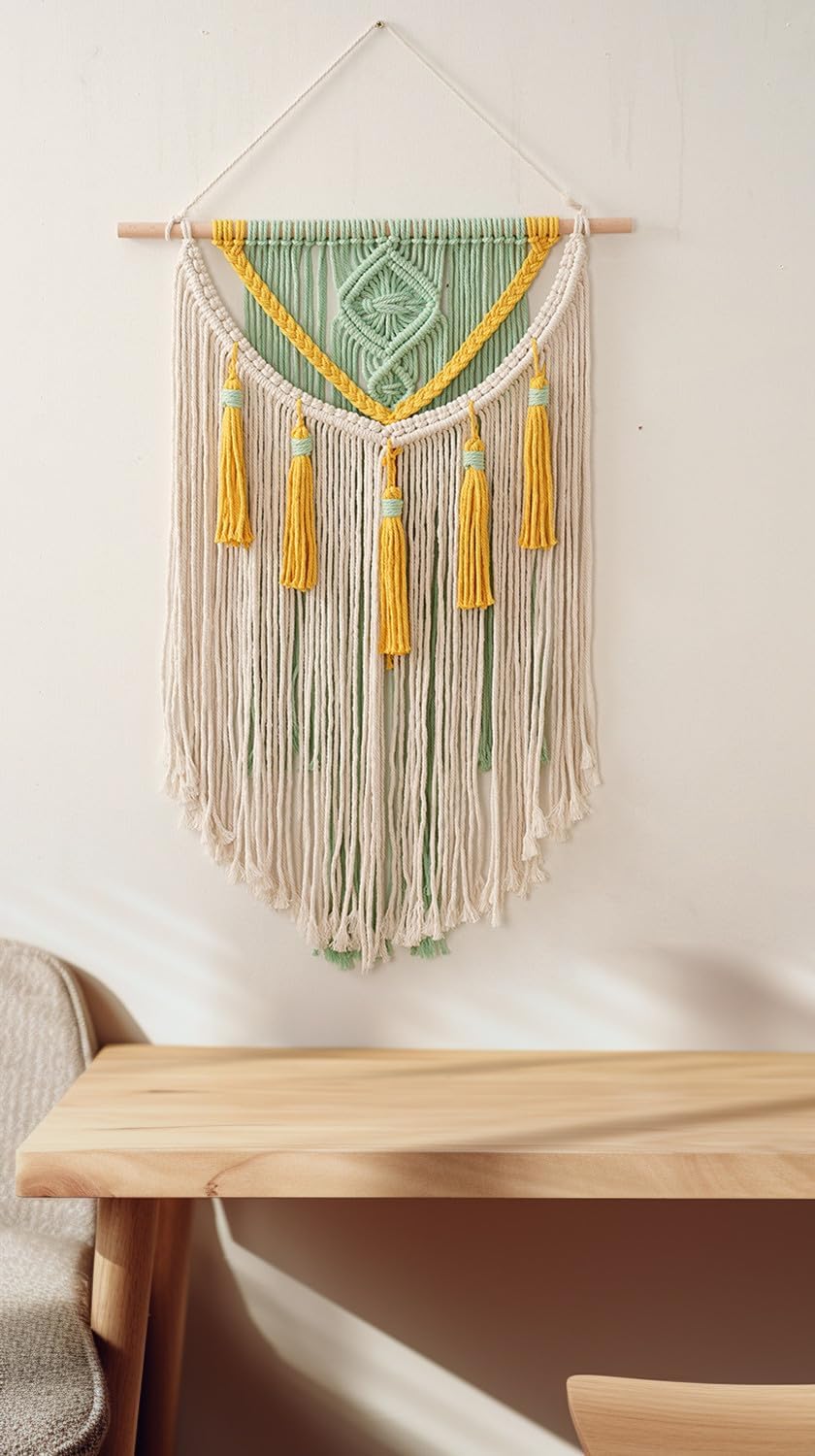 BMIDRUT Macrame Wall Hanging Boho Home Decor Handmade Macrame Tapestry Woven Decoration for Bedroom Living Room Apartment Dorm Gallery 18x28 Inch (A)