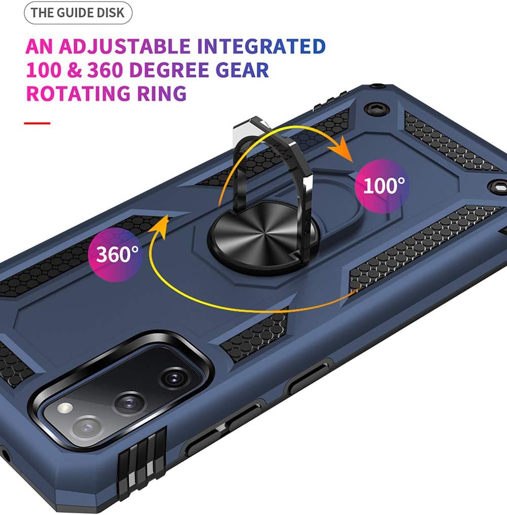 for Samsung Galaxy S20 FE Case,S20 FE Case,with Screen Protector,[Military Grade] 16ft. Drop Tested Cover with Magnetic Kickstand Car Mount Protective Case for Galaxy S20 FE, Blue