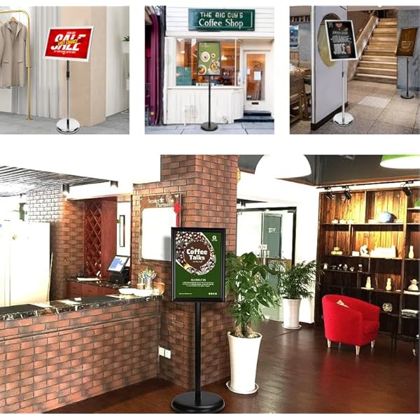 Verstelbare A3/A4 posterstandaard vloerbordhouder standaard, zware ronde basis, zowel verticale als horizontale weergave weergegeven, voor bruiloft/show/display/reclame A3