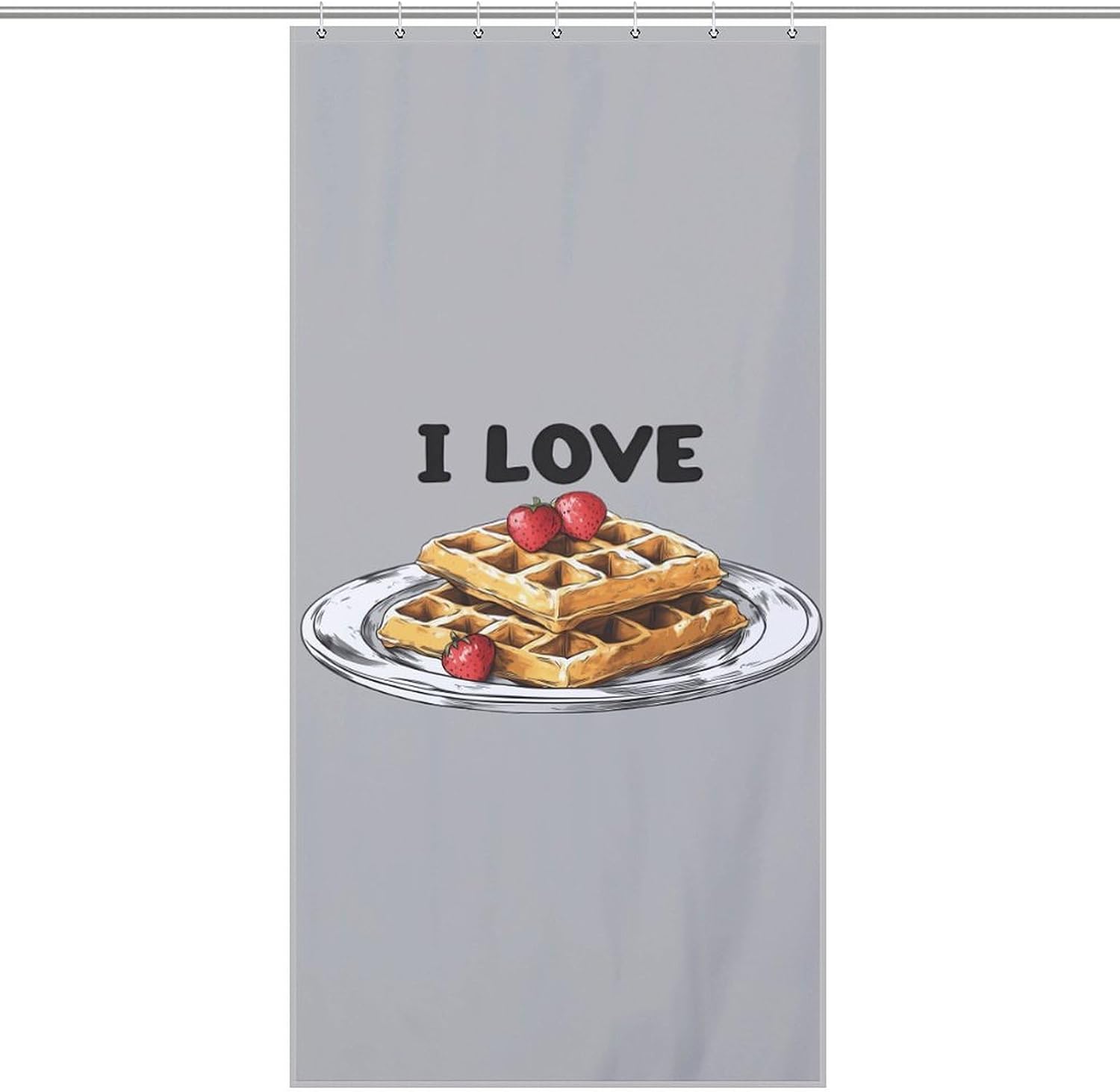 I Love Waffle1 Funny Shower Curtain for Bathroom 12 Hooks