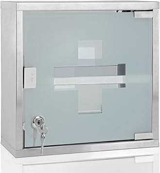 Deuba  Medicine Cabinet | First Aid Box with 2 Compartments | Lockable Bathroom Cabinet | Wall Mounted Bathroom Medical Storage | Magnetic Lock | Safe From Children
