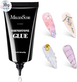 MelodySusie Rhinestone Glue Super Strong Gel Nail Glue for 3D Sculpting Nail Art Design Chrome Powder Decals Decor Need UV/LED Cured 30g