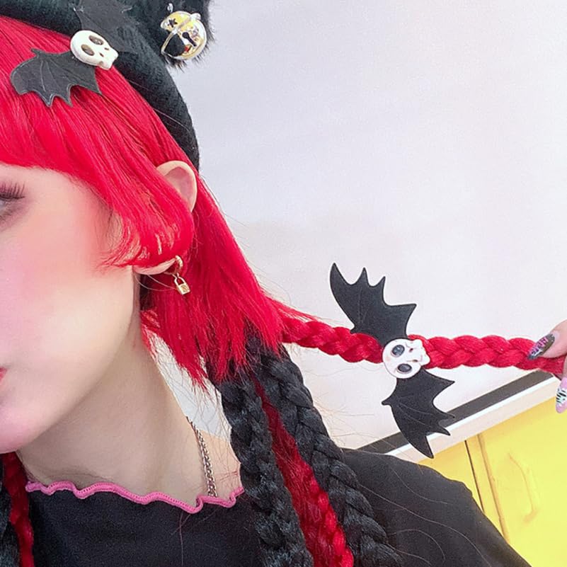 Angoily 4 Pcs Skull Hair Ties Black Ponytail Holder Stretch Halloween Hair Rope for Women Girls Gothic Bat Accessories for Halloween Decoration - Image 3