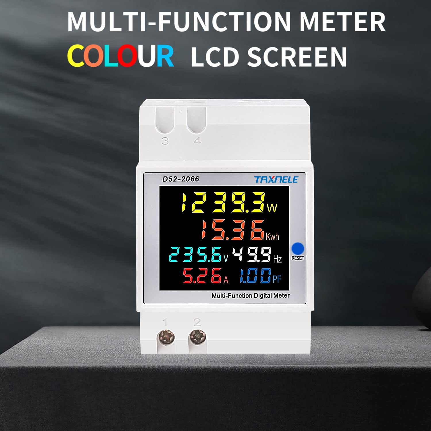 Misuratore di energia monofase Tester Monitor di utilizzo dell'elettricità 6 in 1 Multimetro AC 40-300V 100A Voltmetro Amperometro Watt Kwh Frequenza Misuratore di potenza 230V (TA incorporato)