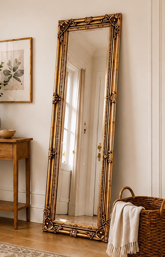 DOWNTON INTERIORS UK Antique Gold Tall Ornate Dressing Wall Mirror